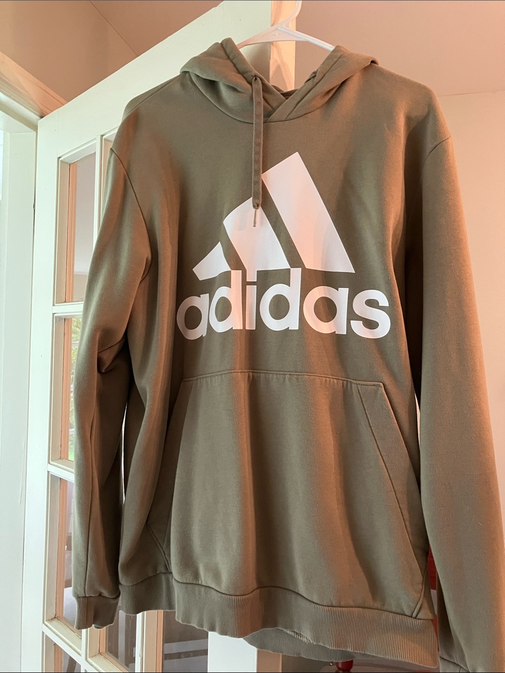 adidas Olive Green Crewneck Hoodie with White Logo